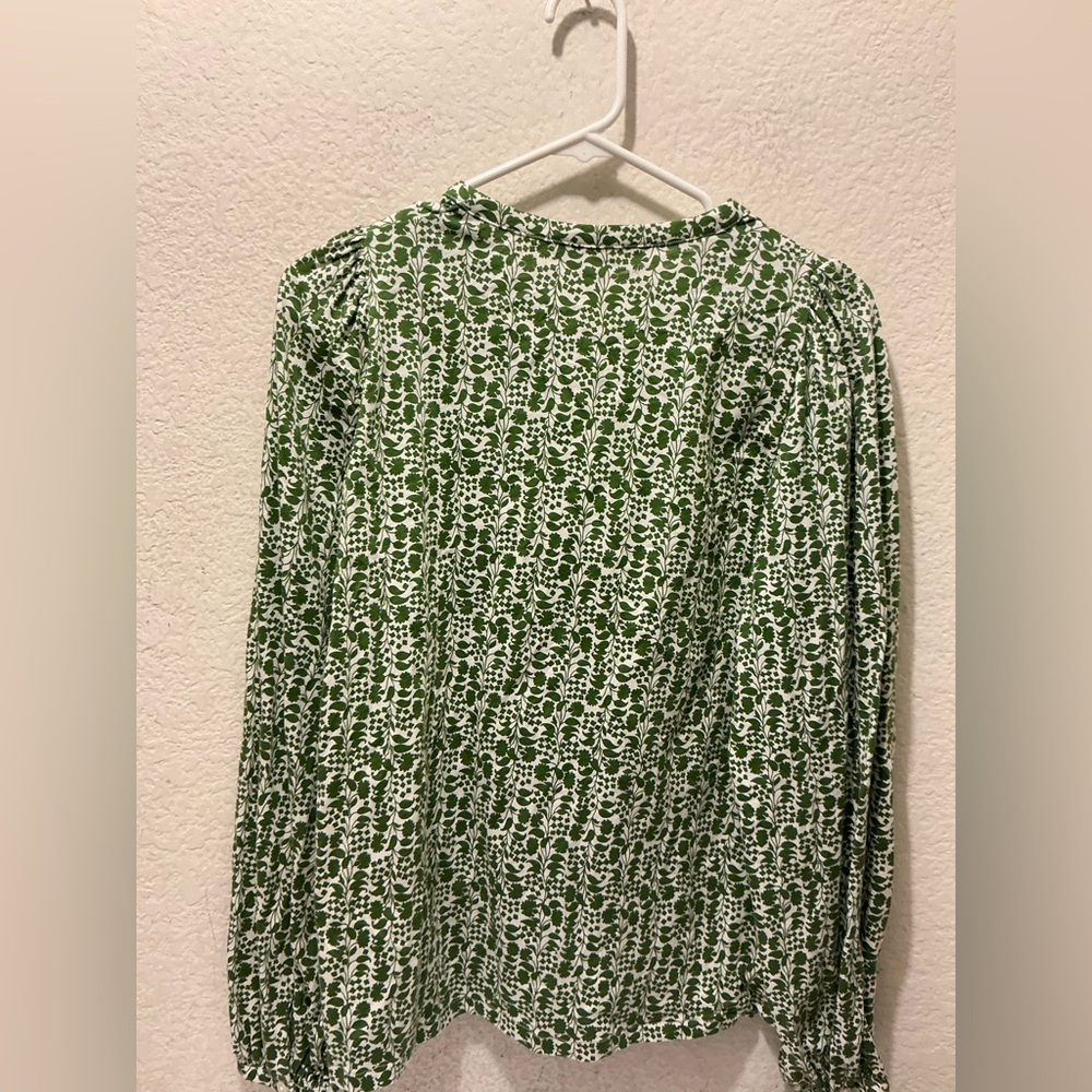 Boden Green Marina Jersey 100% Cotton Shirt Green Leaf Print Blouse - Picture 5 of 8